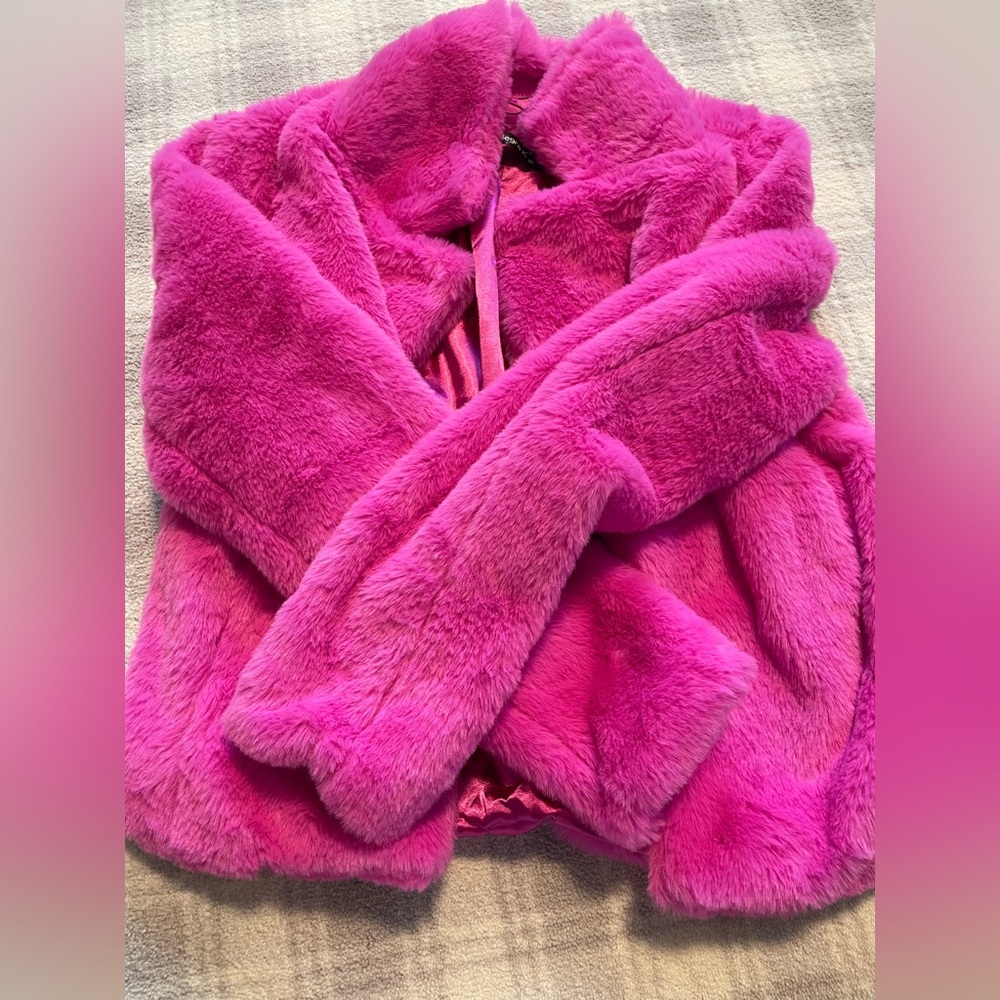 Allegra hot pink fuzzy jacket. Xs never worn